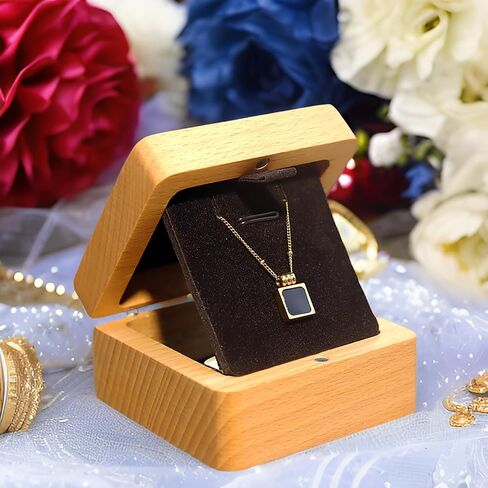 Natural Walnut Solid Wood Jewelry Necklace Box - Lover Necklace Gift Box Handmade Wooden Necklace Box Pendant Box Bracelet Foot Chain Storage Box Special Day Chain Jewelry Wedding Commemorative Box in Saudi Arabia