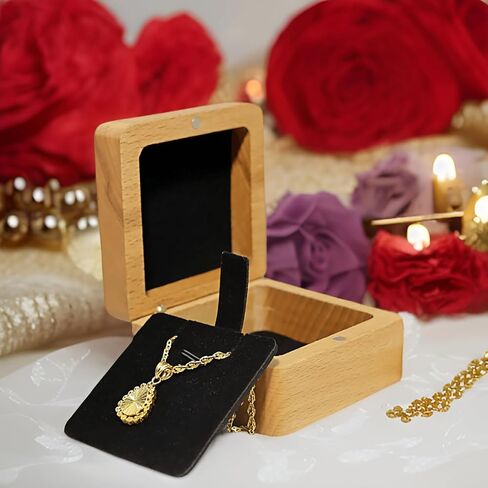 Natural Walnut Solid Wood Jewelry Necklace Box - Lover Necklace Gift Box Handmade Wooden Necklace Box Pendant Box Bracelet Foot Chain Storage Box Special Day Chain Jewelry Wedding Commemorative Box in Saudi Arabia