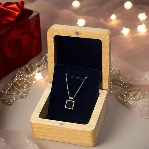 Natural Walnut Solid Wood Jewelry Necklace Box - Lover Necklace Gift Box Handmade Wooden Necklace Box Pendant Box Bracelet Foot Chain Storage Box Special Day Chain Jewelry Wedding Commemorative Box in Saudi Arabia