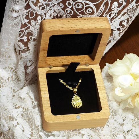 Natural Walnut Solid Wood Jewelry Necklace Box - Lover Necklace Gift Box Handmade Wooden Necklace Box Pendant Box Bracelet Foot Chain Storage Box Special Day Chain Jewelry Wedding Commemorative Box in Saudi Arabia