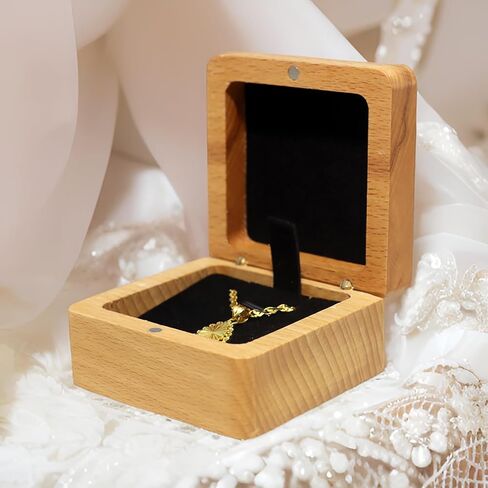Natural Walnut Solid Wood Jewelry Necklace Box - Lover Necklace Gift Box Handmade Wooden Necklace Box Pendant Box Bracelet Foot Chain Storage Box Special Day Chain Jewelry Wedding Commemorative Box in Saudi Arabia