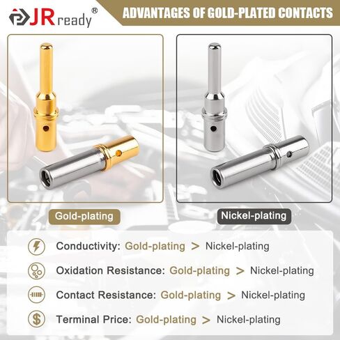 JRready ST6364 Deutsch Pins DT مجموعة طرفية موصل مقاس 16، ذكر Deutsch اتصالات صلبة 0460-202-16141/ مقابس أنثى 0462-201-16141/ قياس سلك اتصالات صلب 16-20 AWG، 20 زوجًا in Saudi Arabia