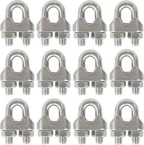 HEVERP 24PCS M4 Stainless Steel Wire Rope Cable Clip Clamp in Kuwait
