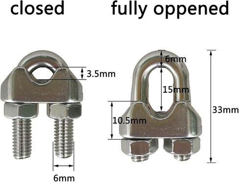 HEVERP 24PCS M4 Stainless Steel Wire Rope Cable Clip Clamp in Kuwait