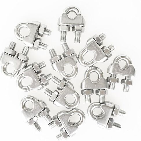 HEVERP 24PCS M4 Stainless Steel Wire Rope Cable Clip Clamp in Kuwait