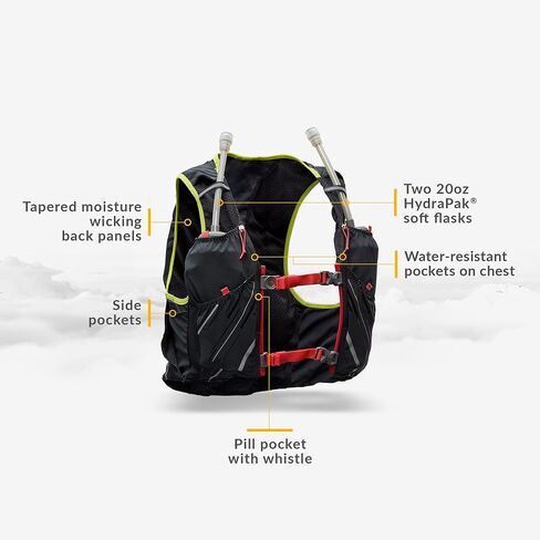 Nathan Pinnacle Race Vest & 4L Hydration Pack with 2 20 oz Hydration Soft Flask, Water-Resistant Pockets, Lightweight & Moisture Wicking in Saudi Arabia