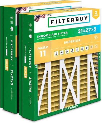 Filterbuy 20x20x5 Air Filter MERV 11 Allergen Defense (2-Pack), Pleated HVAC AC Furnace Air Filters Replacement for Trion Air Bear 255649-103 (Actual Size: 19.63 x 20.63 x 4.88 Inches) in Kuwait