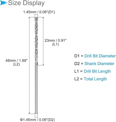 CoCud Micro Drill Bits, 2.65mm Drill Diameter 60mm Total Length, 6542 High Speed Steel Fully Ground Twist Drill Bit - (Applications: for Copper Metal Wood), 10-Pieces in Saudi Arabia