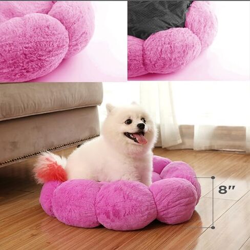 Calming Cat Bed Anti Anxiety Donut Dog Bed Cat Beds for Indoor Cats Fluffy Cute Pet Bed Anti-Slip for Indoor Cats,Machine Washable,23 * 23inch Pink in Saudi Arabia