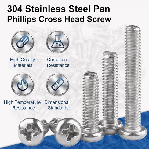 MroMax M6 x 100mm Machine Screws Pan Phillips Cross Head Screw 304 Stainless Steel Fasteners Bolts Silver Gray 5Pcs in Saudi Arabia