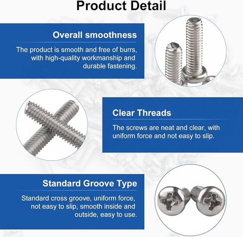 MroMax M6 x 100mm Machine Screws Pan Phillips Cross Head Screw 304 Stainless Steel Fasteners Bolts Silver Gray 5Pcs in Saudi Arabia