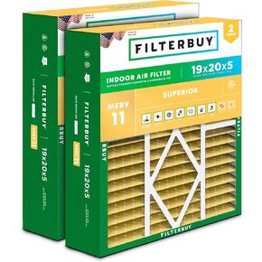 Filterbuy 19x20x5 Air Filter MERV 11 Allergen Defense (2-Pack), Pleated HVAC AC Furnace Air Filters Replacement for Bryant / Carrier FILXXFNC0021, Day & Night, and Payne (Actual Size: 19.06 x 19.81 x 4.25 Inches)