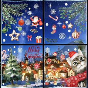 Christmas Cat Window Clings Decals Christmas Window Decorations Christmas Cat Window Stickers Winter Wonderland Decor for Office School Home Decorations Xmas Gifts in Kuwait