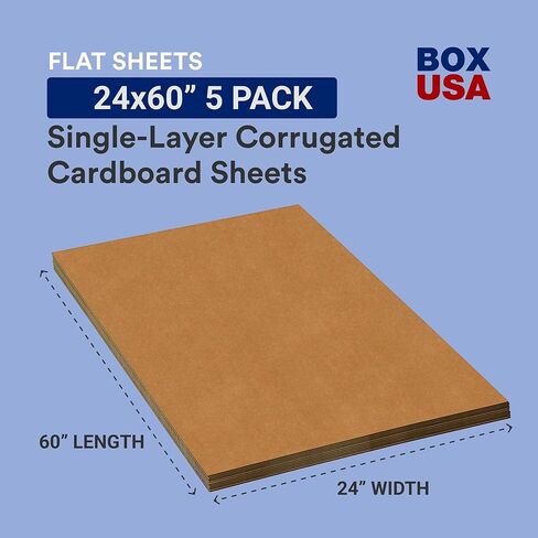 ورق كرتون مموج من بوكس ​​يو إس إيه، 24 بوصة × 60 بوصة، كرافت (عبوة من 5 قطع)، (BSP2460) in Kuwait