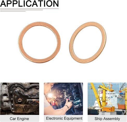 DTGN 27mmx35mmx1mm(IDxODxT) Flat Copper Sealing Washers - 20Pack - Good for Industrial Machinery M27 Screws - Copper Flat Ring Gaskets in Saudi Arabia