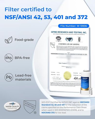 مرشحات بديلة معتمدة من Waterdrop WD-PF-01A Plus NSF لجميع أنظمة ترشيح موزع Waterdrop، تقلل من PFAS، وPFOA/PFOS، والكلور، وتدوم لمدة تصل إلى شهرين أو 200 جالون (عبوتان) in Saudi Arabia