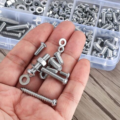 550 Pcs Machine Screws and Nuts and Bolts and Flat Washers Hardware Assortment Kit, M3/M4/M5 Phillips Pan Round Head Set, with Storage Case - 12 Sizes in Kuwait