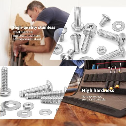 550 Pcs Machine Screws and Nuts and Bolts and Flat Washers Hardware Assortment Kit, M3/M4/M5 Phillips Pan Round Head Set, with Storage Case - 12 Sizes in Kuwait