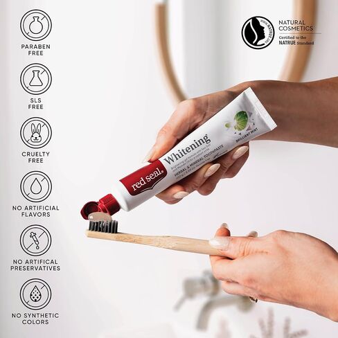 Red Seal Natural SLS Free Toothpaste – with No Fluoride, Sodium Lauryl Sulfate, Parabens, Artificial Sweeteners or Colors – A Mineral Based Toothpaste with Zinc Oxide Suitable for Whole Family 3.88oz in Saudi Arabia