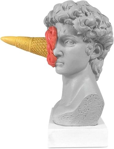 JTZXJJX 6.3 Inch Ice Cream David Head Resin Sculpture Statue for Living Room, Office, Bookshelf, Coffee Table Decorative Statues (red) in Kuwait
