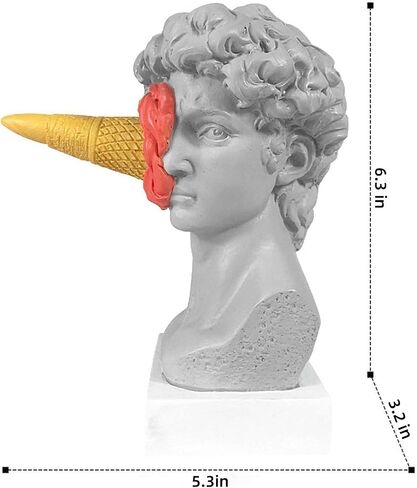 JTZXJJX 6.3 Inch Ice Cream David Head Resin Sculpture Statue for Living Room, Office, Bookshelf, Coffee Table Decorative Statues (red) in Kuwait