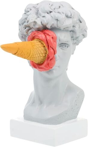 JTZXJJX 6.3 Inch Ice Cream David Head Resin Sculpture Statue for Living Room, Office, Bookshelf, Coffee Table Decorative Statues (red) in Kuwait