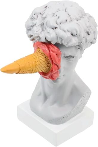 JTZXJJX 6.3 Inch Ice Cream David Head Resin Sculpture Statue for Living Room, Office, Bookshelf, Coffee Table Decorative Statues (red) in Kuwait