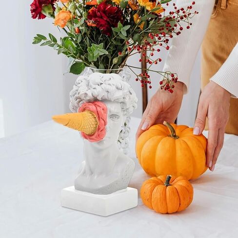 JTZXJJX 6.3 Inch Ice Cream David Head Resin Sculpture Statue for Living Room, Office, Bookshelf, Coffee Table Decorative Statues (red) in Kuwait