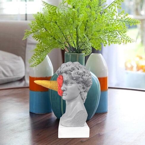 JTZXJJX 6.3 Inch Ice Cream David Head Resin Sculpture Statue for Living Room, Office, Bookshelf, Coffee Table Decorative Statues (red) in Kuwait