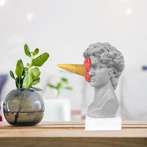 JTZXJJX 6.3 Inch Ice Cream David Head Resin Sculpture Statue for Living Room, Office, Bookshelf, Coffee Table Decorative Statues (red) in Kuwait