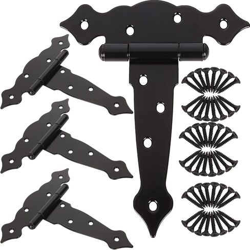 10 قطع مفصلات T شديدة التحمل، مفصلات بوابة سوداء 25.4 سم للباب الخشبي أثقل، مفصلات حزام من الحديد المطاوع مقاومة للصدأ بوابات باب الحظيرة المحمل، مفصلات باب معدني للأسوار فتحات خزائن in Kuwait