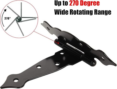 10 قطع مفصلات T شديدة التحمل، مفصلات بوابة سوداء 25.4 سم للباب الخشبي أثقل، مفصلات حزام من الحديد المطاوع مقاومة للصدأ بوابات باب الحظيرة المحمل، مفصلات باب معدني للأسوار فتحات خزائن in Kuwait