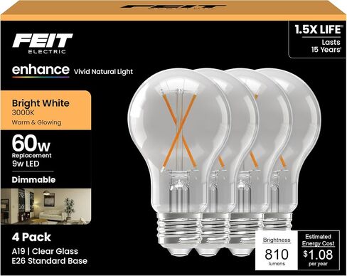 Feit Electric LED A19 Medium Base Light Bulb - 40W Equivalent - 15 Year Life - 450 Lumen - 2700K Soft White - Dimmable | 2-Pack in Saudi Arabia