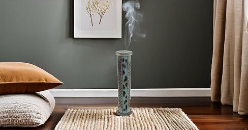 Wooden Incense Stick & Cone Burner Holder Tower Large Organic Eco Friendly Ash Catcher Agarbatti Holder Rustic Style Hand Carved for Meditation Yoga Aromatherapy Home Fragrance Products (Blue) in Saudi Arabia