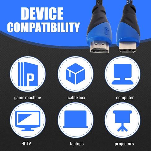 كابل كانايو 30 حزمة 4K متوافق مع منفذ HDMI كابل إلكتروني بطول 6 أقدام لنقل السرعة العالية سلك مجدول 48 جيجابت في الثانية متوافق مع جهاز العرض، PS5، PS4، الكمبيوتر المحمول، الشاشة، التلفزيون، الكمبيوتر in Saudi Arabia