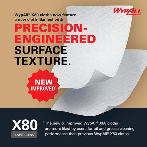 WypAll Power Clean X80 Heavy Duty Cloths (41055), Extended Use Jumbo Roll, Red, 475 Sheets / Roll, 1 Roll / Case in Saudi Arabia