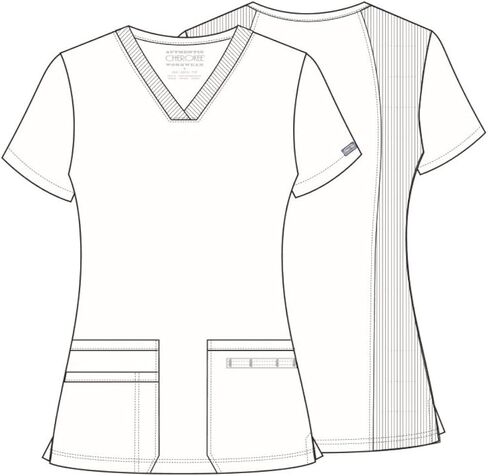 V-Neck Womens Scrubs Top Workwear Originals with Rib-Knit Back Panels Plus Size WW645, 2XL, White in Saudi Arabia