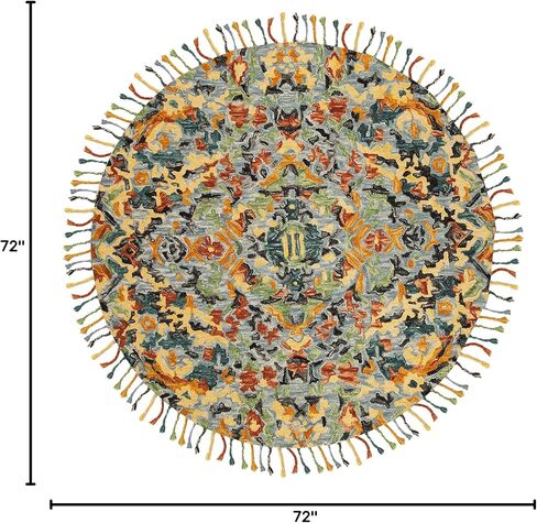 SAFAVIEH Blossom Collection Area Rug - 10' Square, Blue & Multi, Handmade Tassel Wool, Ideal for High Traffic Areas in Living Room, Bedroom (BLM452A) in Saudi Arabia