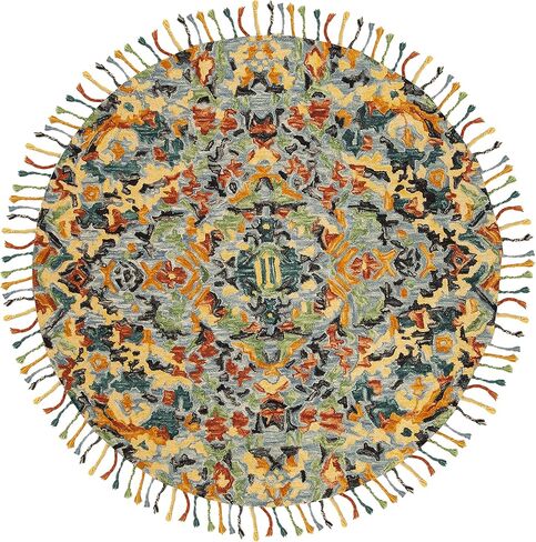 SAFAVIEH Blossom Collection Area Rug - 10' Square, Blue & Multi, Handmade Tassel Wool, Ideal for High Traffic Areas in Living Room, Bedroom (BLM452A) in Saudi Arabia