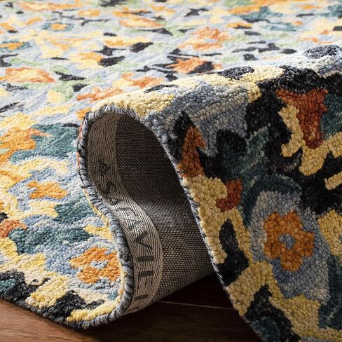 SAFAVIEH Blossom Collection Area Rug - 10' Square, Blue & Multi, Handmade Tassel Wool, Ideal for High Traffic Areas in Living Room, Bedroom (BLM452A) in Saudi Arabia