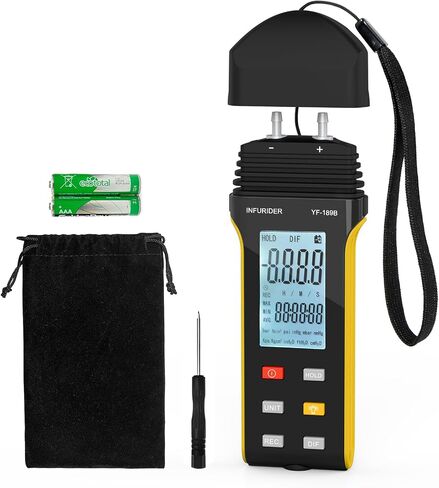Portable Manometer Gas Pressure Tester, 11 Selectable Units Differential Pressure Gauge, INFURIDER Handheld Gas Pressure Meter YF-189A with Backlight Data Hold Function for HVAC System in Kuwait