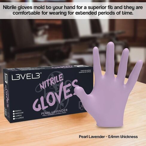L3 Level 3 Nitrile Gloves - Professional Heavy Duty Disposable Gloves - Latex Free - Fits Snug - Box of 100 in Kuwait