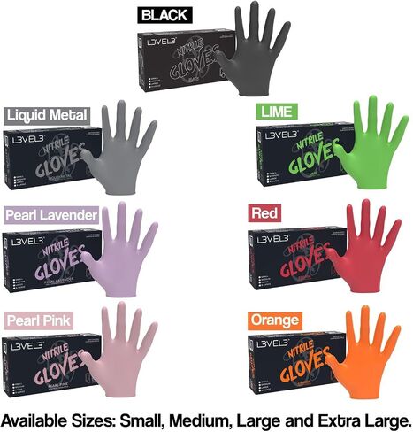 L3 Level 3 Nitrile Gloves - Professional Heavy Duty Disposable Gloves - Latex Free - Fits Snug - Box of 100 in Kuwait