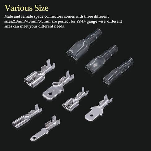 Twidec/360Pcs 2.8/4.8/6.3mm Quick Splice Male and Female Wire Spade Connector Crimp Terminal Block Assortment Kit with Insulating Sleeve for Electrical Wiring Car Audio Speaker in Kuwait