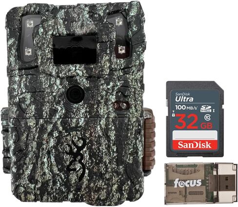 كاميرا Browning Trail Cameras Command Ops Elite 22 بدقة 22 ميجابكسل مع حزمة تقنية Illuma-Smart مع بطاقة ذاكرة SDHC UHS-I بسعة 32 جيجابايت (100 ميجابايت/ثانية)، وقارئ بطاقات USB عالي السرعة (4 عبوات) in Kuwait