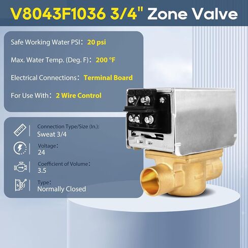 40003916-026 V8043E1012 Zone Valve Motor Power Replacement Head for Honeywell 2-Way 4-Wire Normally Closed 24Vac 50/60Hz 18" Leads with End Switch in Kuwait