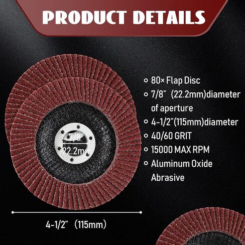Landhoow 80 حزمة قرص رفرف 4 1/2 طحن أقراص الصنفرة عجلات الزعنفة أكسيد الألومنيوم جلخ، النوع #27 عجلات طحن المعالجة الدقيقة لطحن زاوية الخشب والمعادن الصنفرة (40/60 حصى) in Kuwait