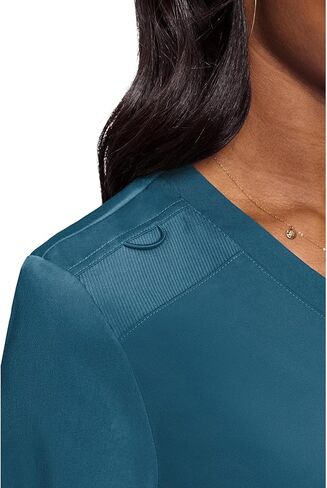Med Couture Touch Women Scrubs Top V-Neck Tuck in 7448, S, Caribbean in Saudi Arabia