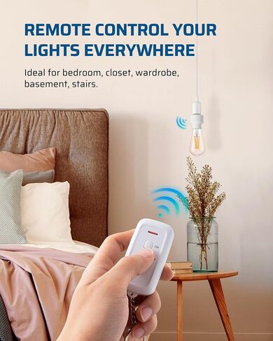 DEWENWILS Remote Control Light Socket, Wireless Remote Control Lamp Bulb Socket with Switch for Pull Chain Light Fixtures, 100FT Range, No Wiring Needed, ETL Listed(Shorter Version) in Saudi Arabia