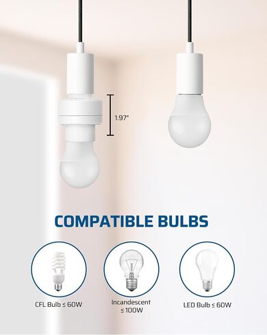 DEWENWILS Remote Control Light Socket, Wireless Remote Control Lamp Bulb Socket with Switch for Pull Chain Light Fixtures, 100FT Range, No Wiring Needed, ETL Listed(Shorter Version) in Saudi Arabia